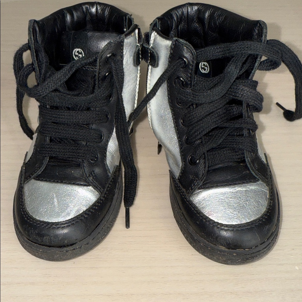 Black and Silver High-Top Sneakers